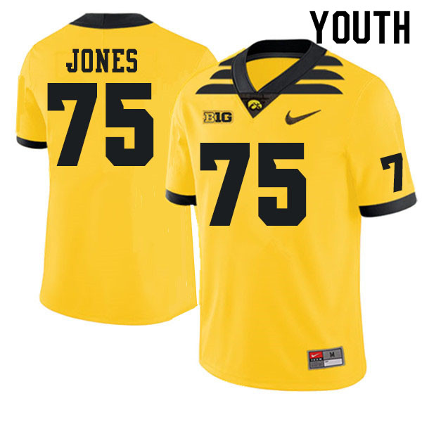 Youth #75 Logan Jones Iowa Hawkeyes College Football Jerseys Sale-Gold - Click Image to Close